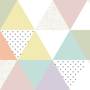 6" triangle wholecloth: pastel yellow, spring’s coral, aloe wash, opal blue, pastel pink, pastel purple