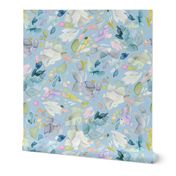 Abstract petal flowering Sky blue Medium