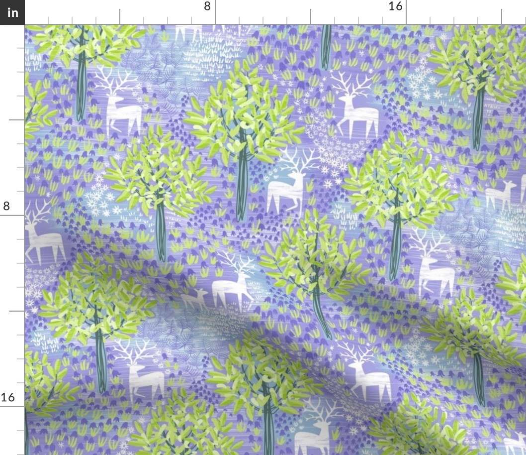 medium - Walking in the Blue Forest on lilac -medium scale