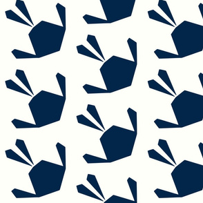 Origami Birds Plain Navy on White