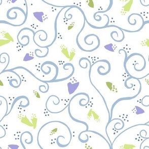 whimsical vines and hearts lime green and lilac