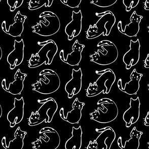 Black and White Cats Line Art  (Small)