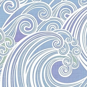 Soothing Waves  Medium- Sea- Summer Home Decor- Surf- Ocean Fabric- Coastal Grandma- Beach House Wallpaper- Petal Solids Coordinates- Pastel Comforts- Sky Blue- Honeydew Green- Lilac- Baroque- Rococo