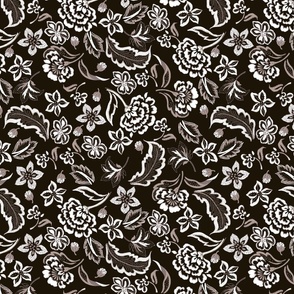 Western gothic vibe black and white paisley flower surface