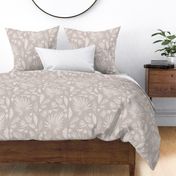Traditional watercolour tropical leaves on linen - neutral beige