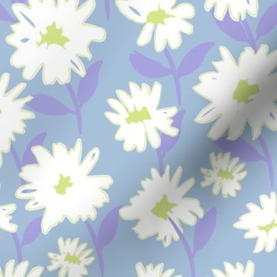 Large // Para: Hand-painted Daisy Flower Field - Pastel