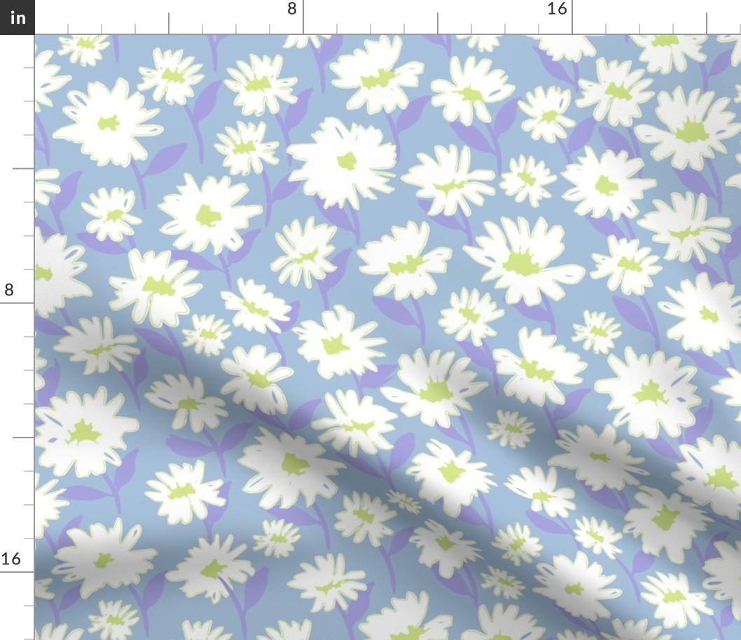 Large // Para: Hand-painted Daisy Flower Field - Pastel