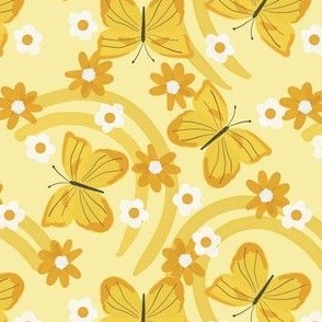 Yellow Butterfly Fabric, Wallpaper and Home Decor | Spoonflower