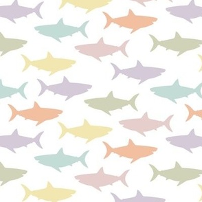 small sharks: pastel yellow, spring’s coral, aloe wash, opal blue, pastel pink, pastel purple
