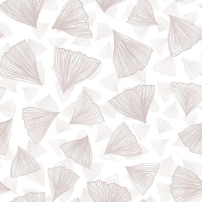 Grey white line art modern gingko leaves - Bloomartgallery