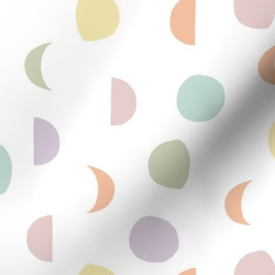  moon phases: pastel yellow, spring’s coral, aloe wash, opal blue, pastel pink, pastel purple
