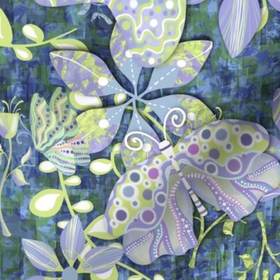 Butterflies and Clematis in the Flower Garden: Petal Solid Coordinate  