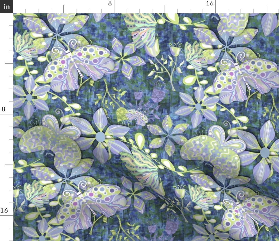 Butterflies and Clematis in the Flower Garden: Petal Solid Coordinate  