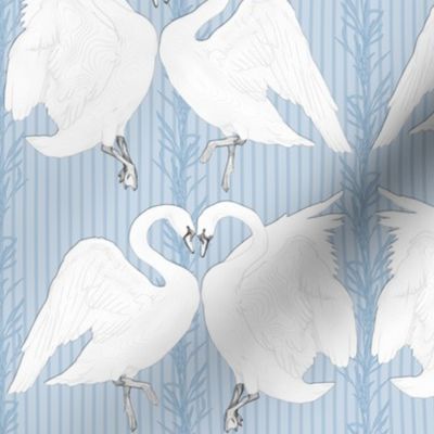 carved swans blue