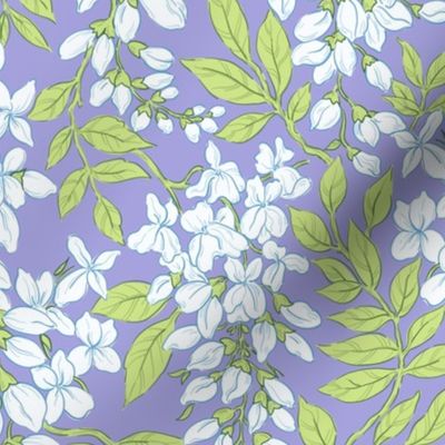 Wisteria Floral Lilac Green Light Blue