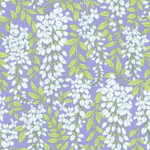 Wisteria Floral Lilac Green Light Blue