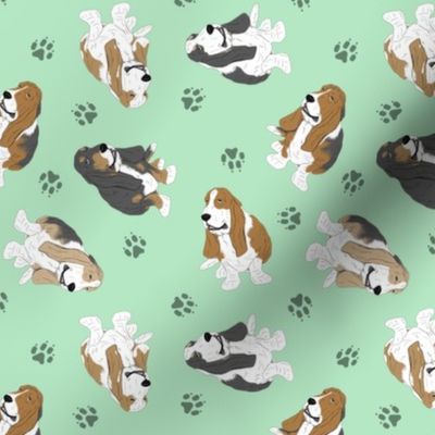Tiny Basset hounds - green