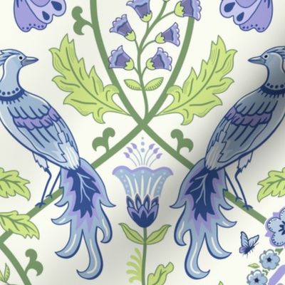 Pastel comforts chinoiserie exotic birds - grandmillenial - Sky Blue, Lilac and Honeydew - large