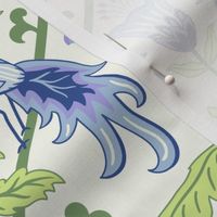 Pastel comforts chinoiserie exotic birds - grandmillenial - Sky Blue, Lilac and Honeydew - large