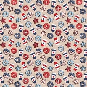 (1/2" scale) Stars and Stripes Donuts and Coffee - July4th USA doughnuts - khaki - LAD22