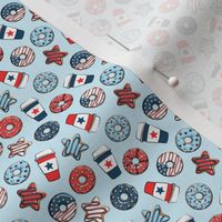 (1/2" scale) Stars and Stripes Donuts and Coffee - July4th USA doughnuts - light blue - LAD22