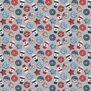 (1/2" scale) Stars and Stripes Donuts and Coffee - July4th USA doughnuts - grey - LAD22