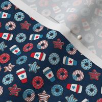 (1/2" scale) Stars and Stripes Donuts and Coffee - July4th USA doughnuts - dark blue - LAD22