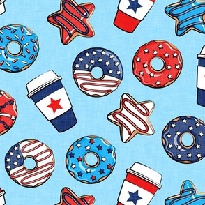 Stars and Stripes Donuts and Coffee - July4th USA doughnuts - LAD22