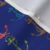 Multi coloured Mixed media anchors on blue background 