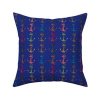 Multi coloured Mixed media anchors on blue background 