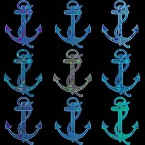 Faux luminescent anchors on black, small