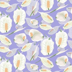 Peace lilies on Lilac_ Pastel Comforts