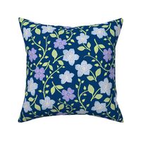 Blue and Lilac Floral on Navy
