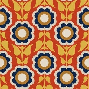 Far Out Flowers - Mid Century Modern Floral - Autumn