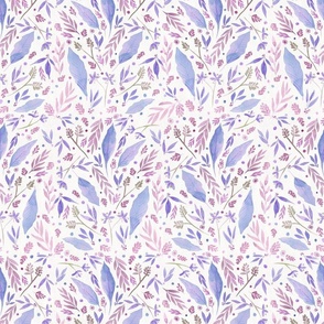 12" Ditsy florals and leaves -  Lilac and lavender