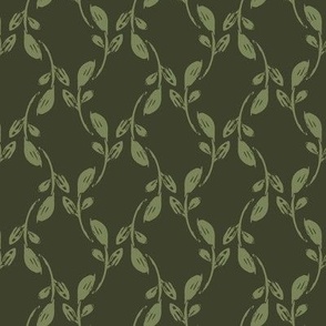 Green leaves over dark green background 