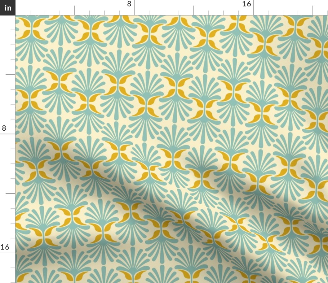 Geometric Daisies - Mustard / Gold + Baby Blue