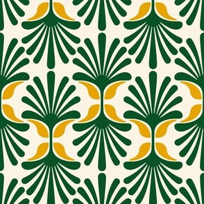 Geometric Daisies - Hunter Green + Mustard / Gold