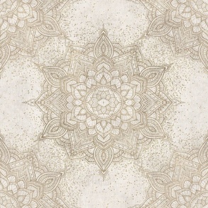 18" Golden bohemian sparkling mandala - cream linen