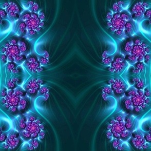 Turquoise and Purple Flowers and Seedheads Fractal Abstract