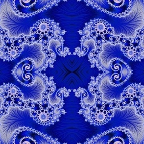 White Lace on Blue Velvet Fractal Abstract