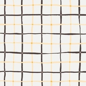 Yellow and brown tattersall plaid