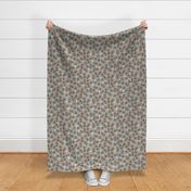 Woodland Brown Bears, Pine Cones, Stars, and Moon on Woven Distressed Gray, Small