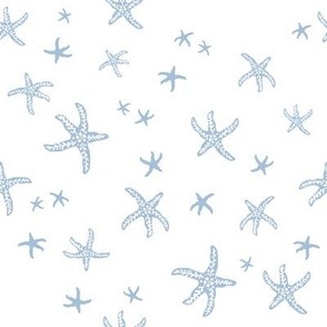 Starfish Scatter - small - sky blue on white -multi-directional