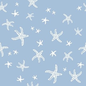 Starfish Scatter - small - white on sky blue - multi-directional