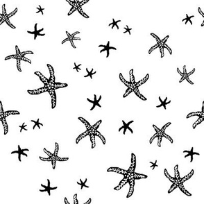 Starfish Scatter - small - black on white -multi-directional