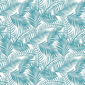 Palm Leaves Tropical Blue White
