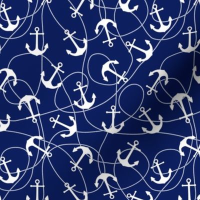 Anchors with Tangled Rope Navy Blue