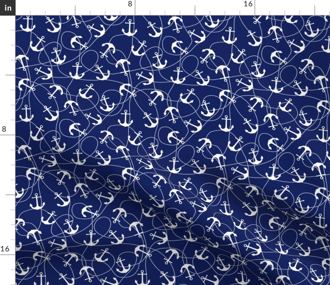 Anchors with Tangled Rope Navy Blue