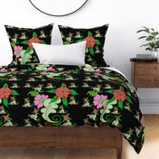 Black and colourful floral pattern 